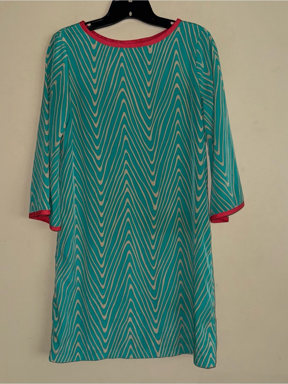 Uncle Frank Turquoise Chevron Wave Patterned Swing Dress Size S